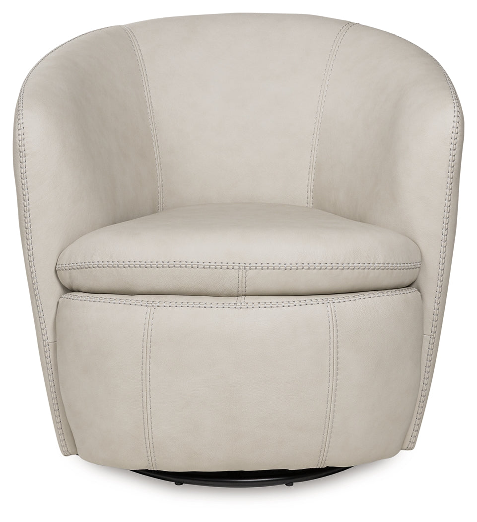 Kierreys Bone Swivel Accent Chair by Ashley at Eve Furniture