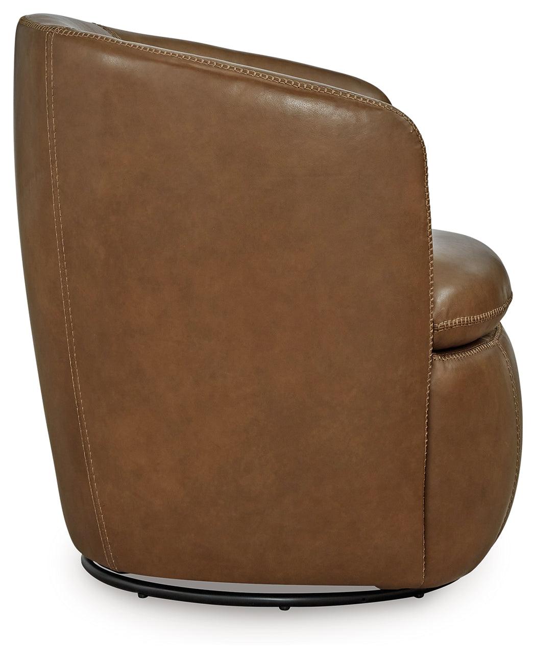 Kierreys Caramel Swivel Chair by Ashley at Eve Furniture