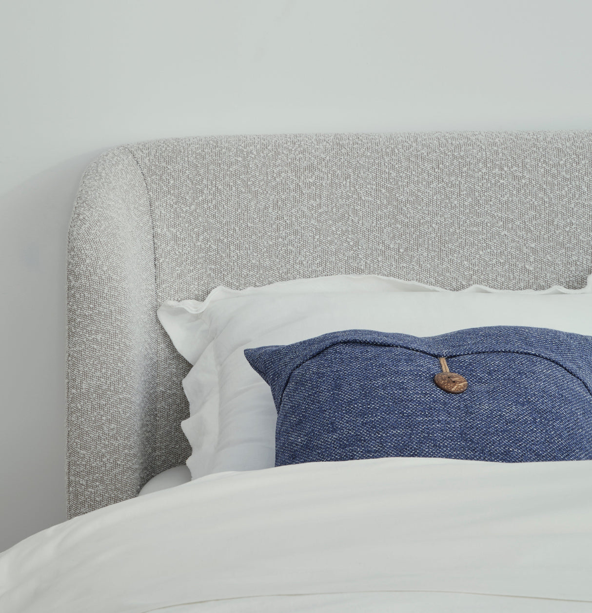 Kiki Upholstered Queen Platform Bed in Cotton Ball Boucle by Modus Furniture at Eve Furniture