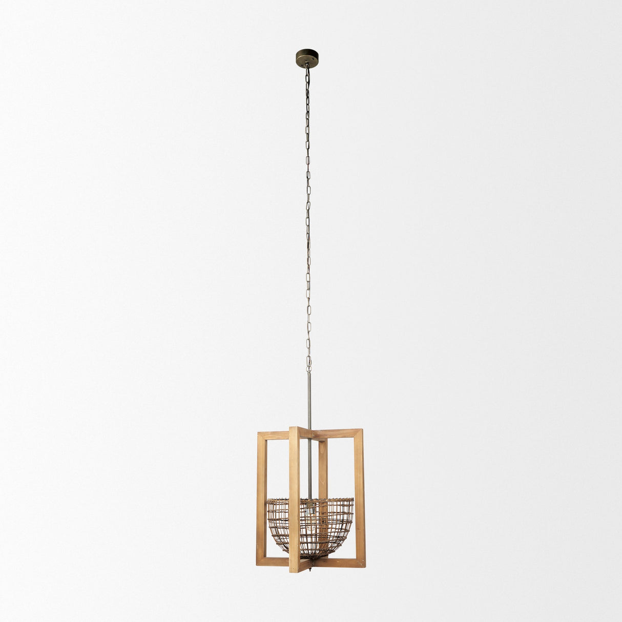 Kiley Warm Wood Basket Lantern Pendant Light by Mercana at Eve Furniture