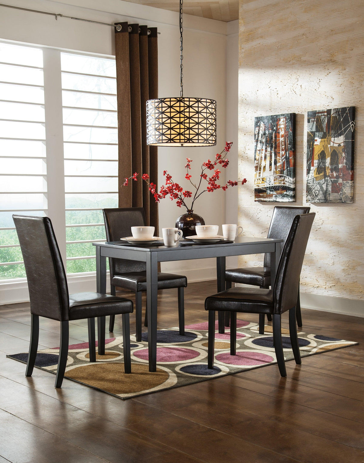 Kimonte Dark Brown 5-Piece Rectangular Dining Set by Ashley at Eve Furniture