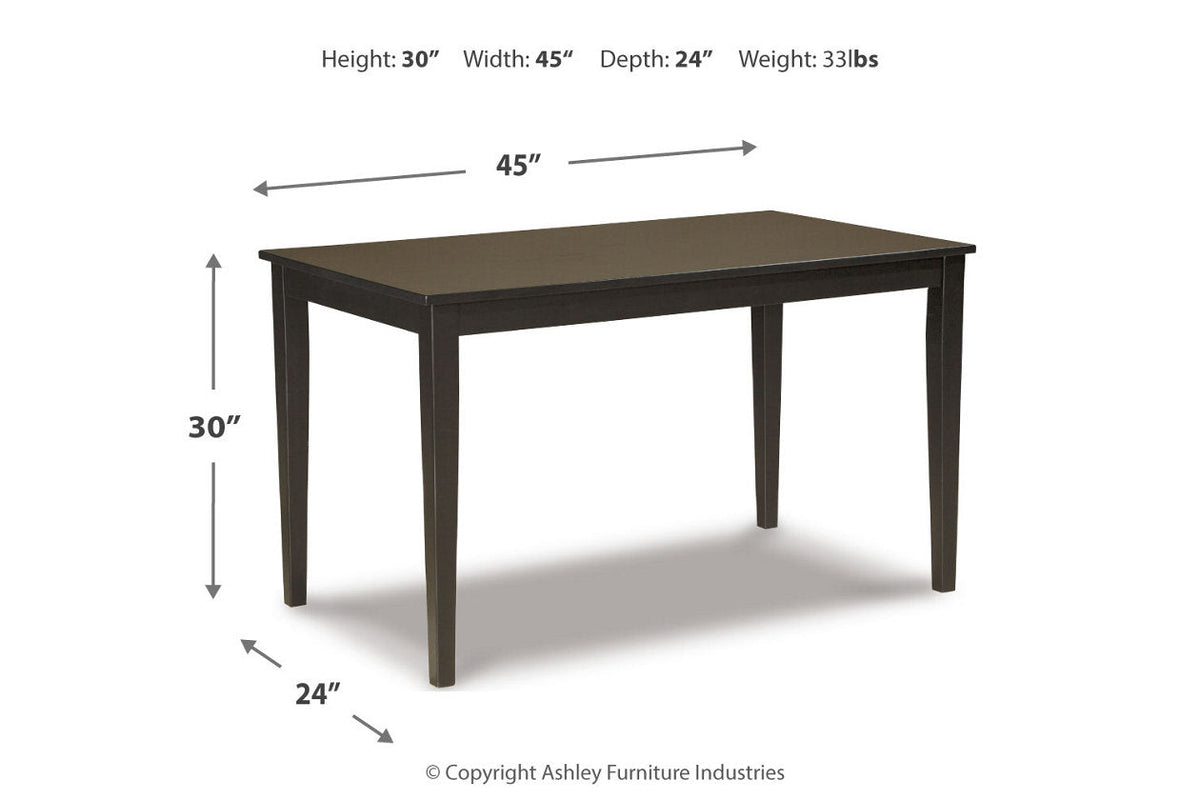 Kimonte Dark Brown Dining Table and 4 Chairs by Ashley at Eve Furniture