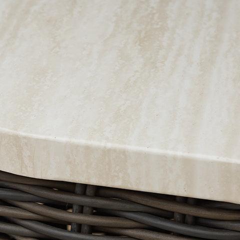 Kimora Beige/Dark Brown Outdoor Coffee Table by Ashley at Eve Furniture