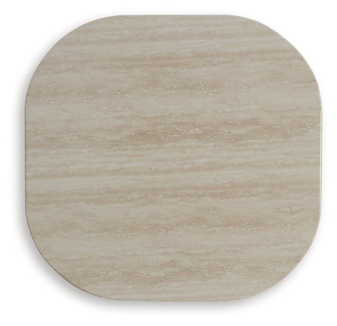 Kimora Beige/Dark Brown Outdoor End Table by Ashley at Eve Furniture