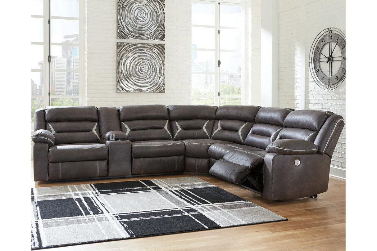 Kincord Midnight 4-Piece Power Reclining RAF Sectional by Ashley at Eve Furniture