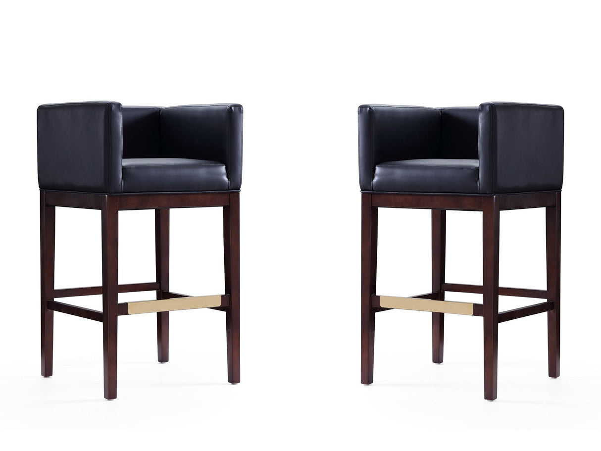 Kingsley Barstool in Black and Dark Walnut (set of 2) by Manhattan Comfort at Eve Furniture