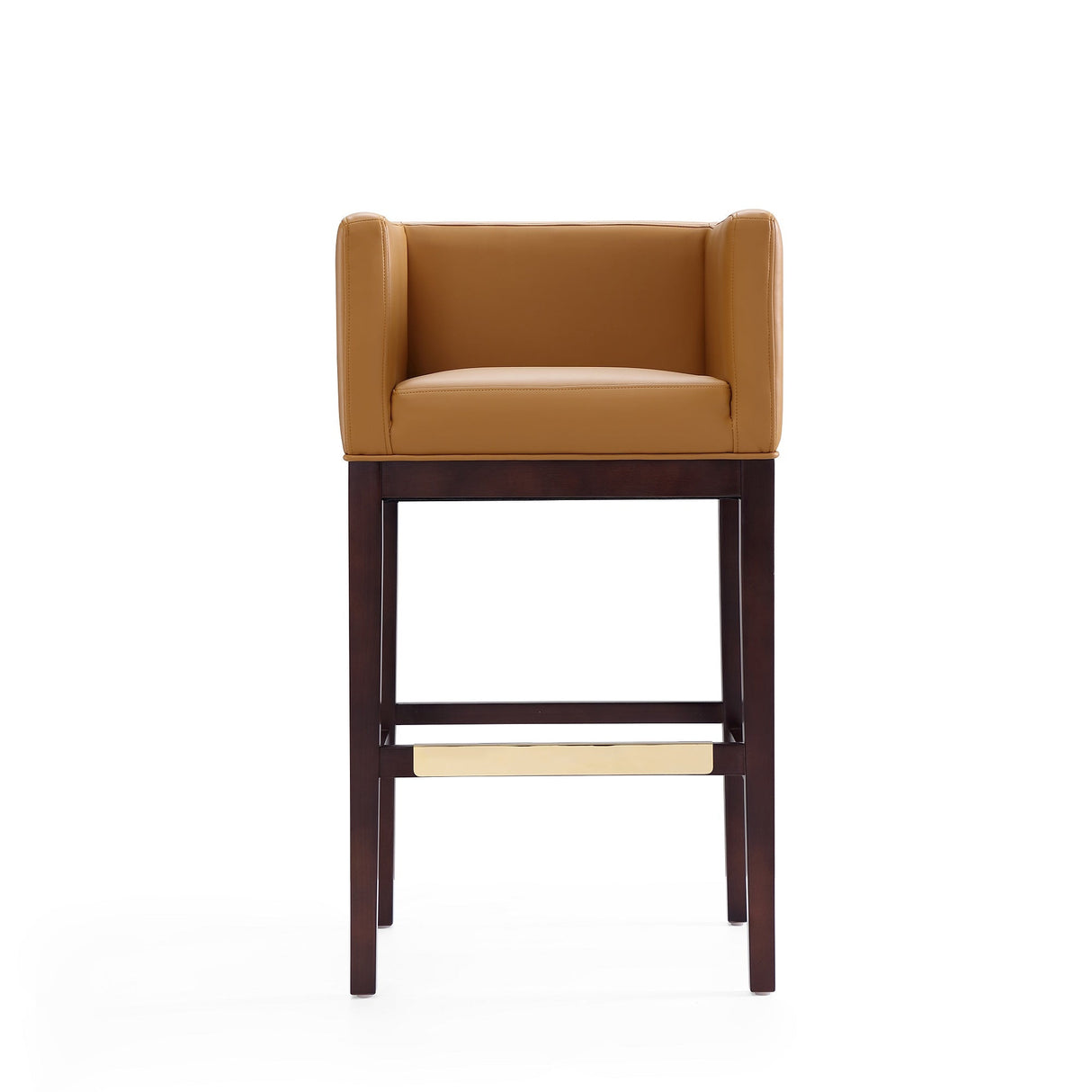 Kingsley Barstool in Camel and Dark Walnut (set of 2) by Manhattan Comfort at Eve Furniture