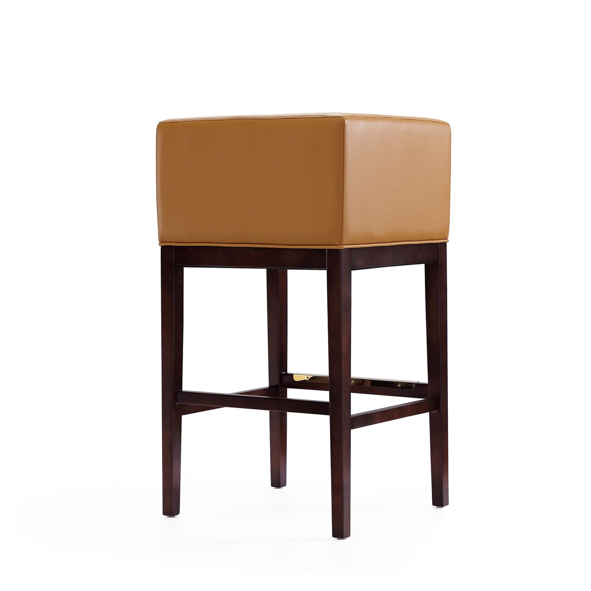 Kingsley Barstool in Camel and Dark Walnut (set of 2) by Manhattan Comfort at Eve Furniture