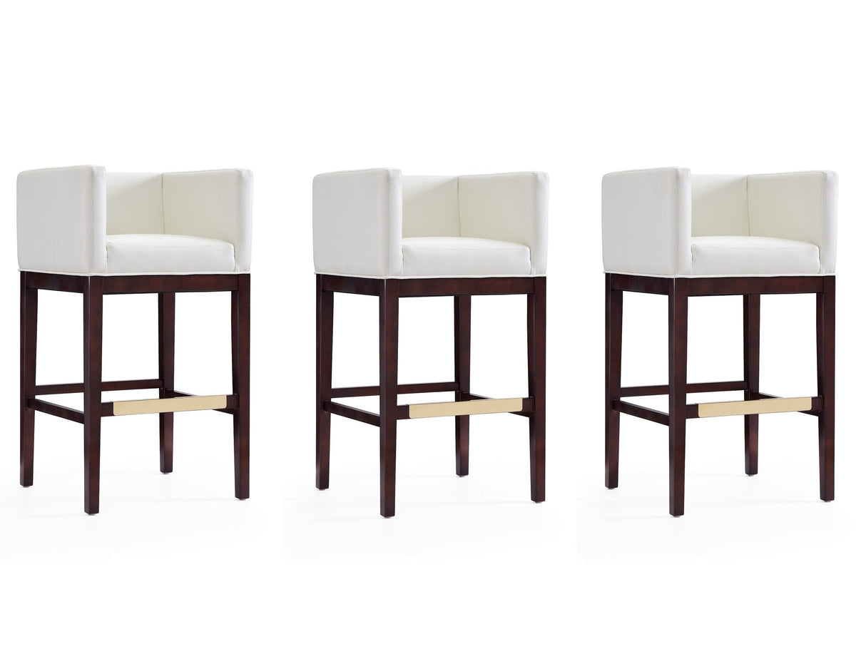 Kingsley Barstool in Ivory and Dark Walnut (set of 3) by Manhattan Comfort at Eve Furniture