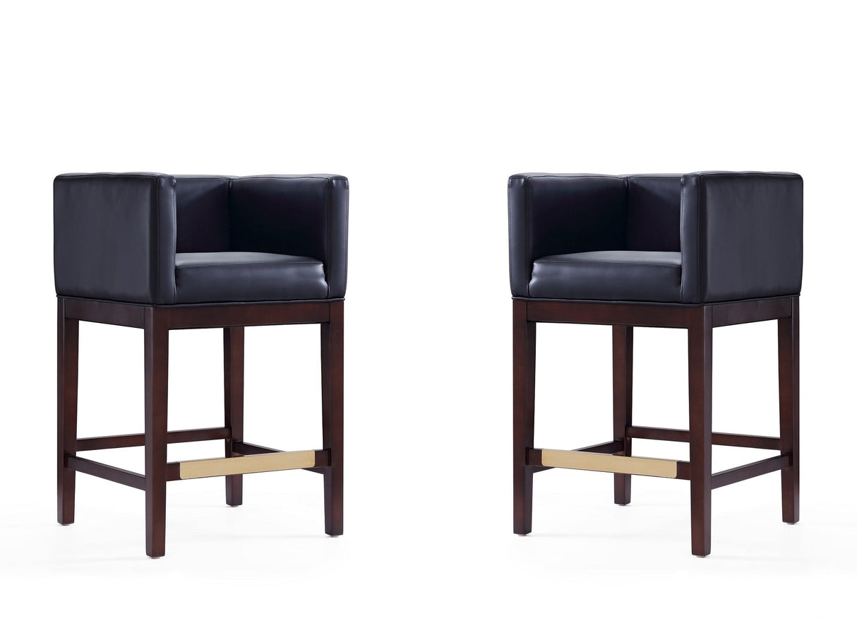 Kingsley Counter Stool in Black and Dark Walnut (set of 2) by Manhattan Comfort at Eve Furniture