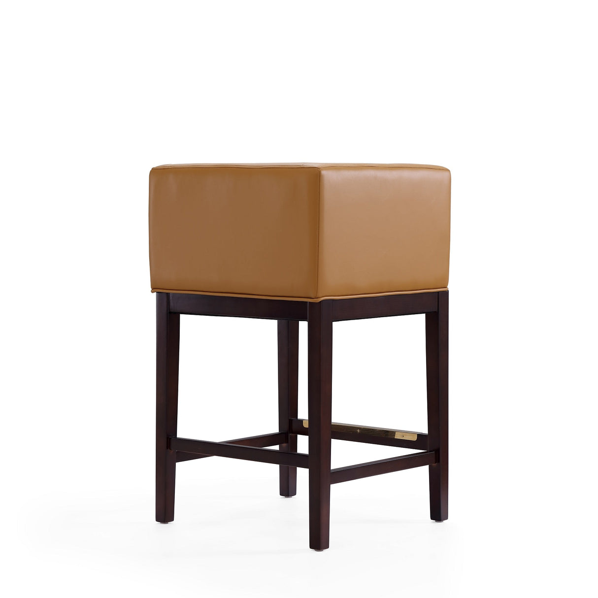 Kingsley Counter Stool in Camel and Dark Walnut (set of 3) by Manhattan Comfort at Eve Furniture