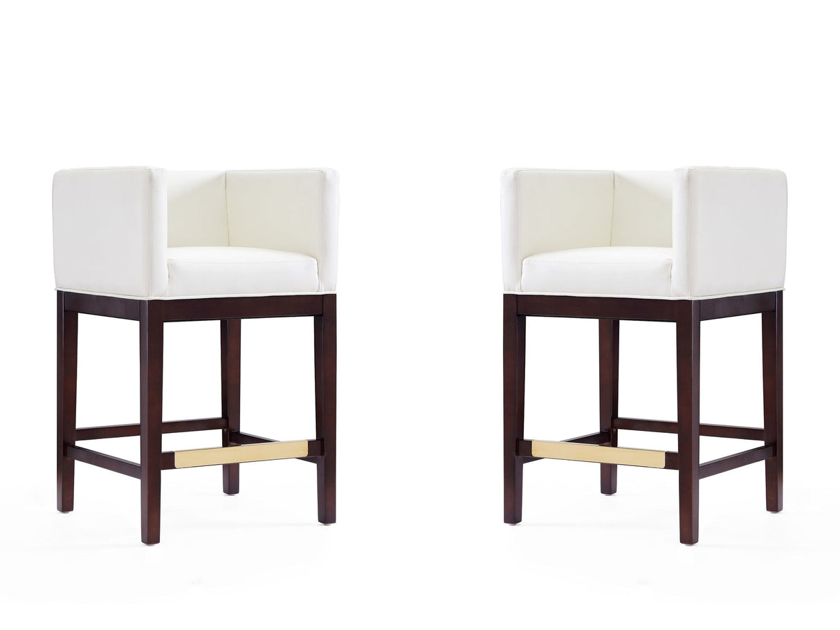 Kingsley Counter Stool in Ivory and Dark Walnut (set of 2) by Manhattan Comfort at Eve Furniture