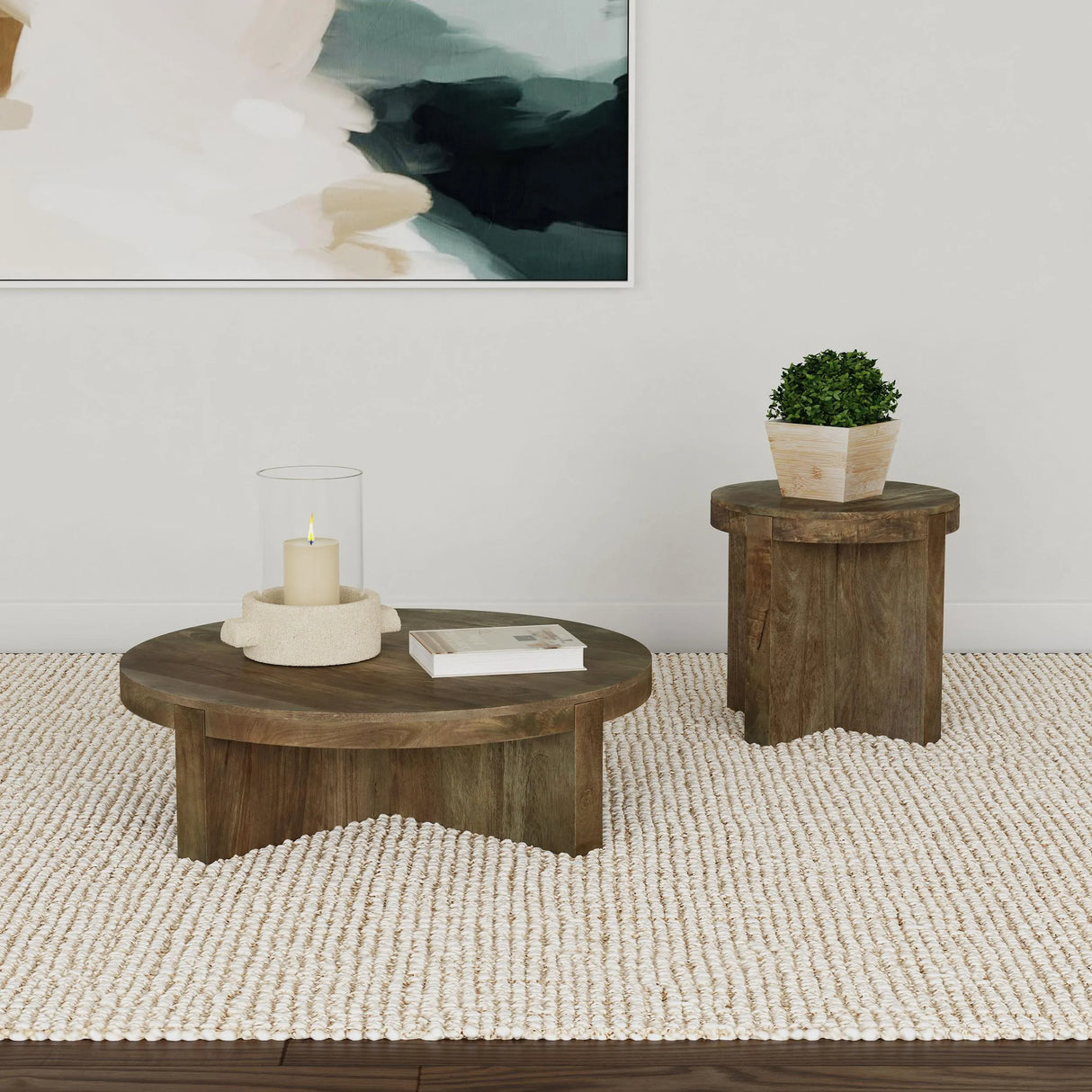 Kinkaid Brown 2-Piece Solid Wood Coffee and End Table Set by Coaster at Eve Furniture