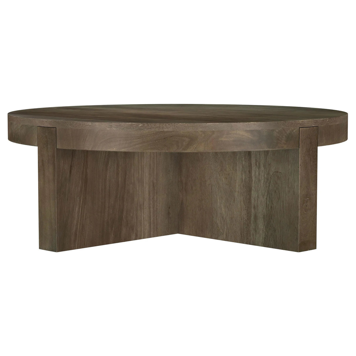 Kinkaid Round Solid Mango Wood Coffee Table Brown by Coaster at Eve Furniture