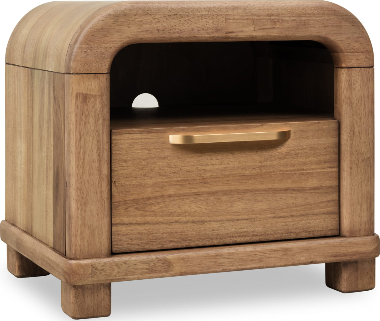 Kione Lioness One Drawer Acacia Wood Nightstand by Modus Furniture at Eve Furniture