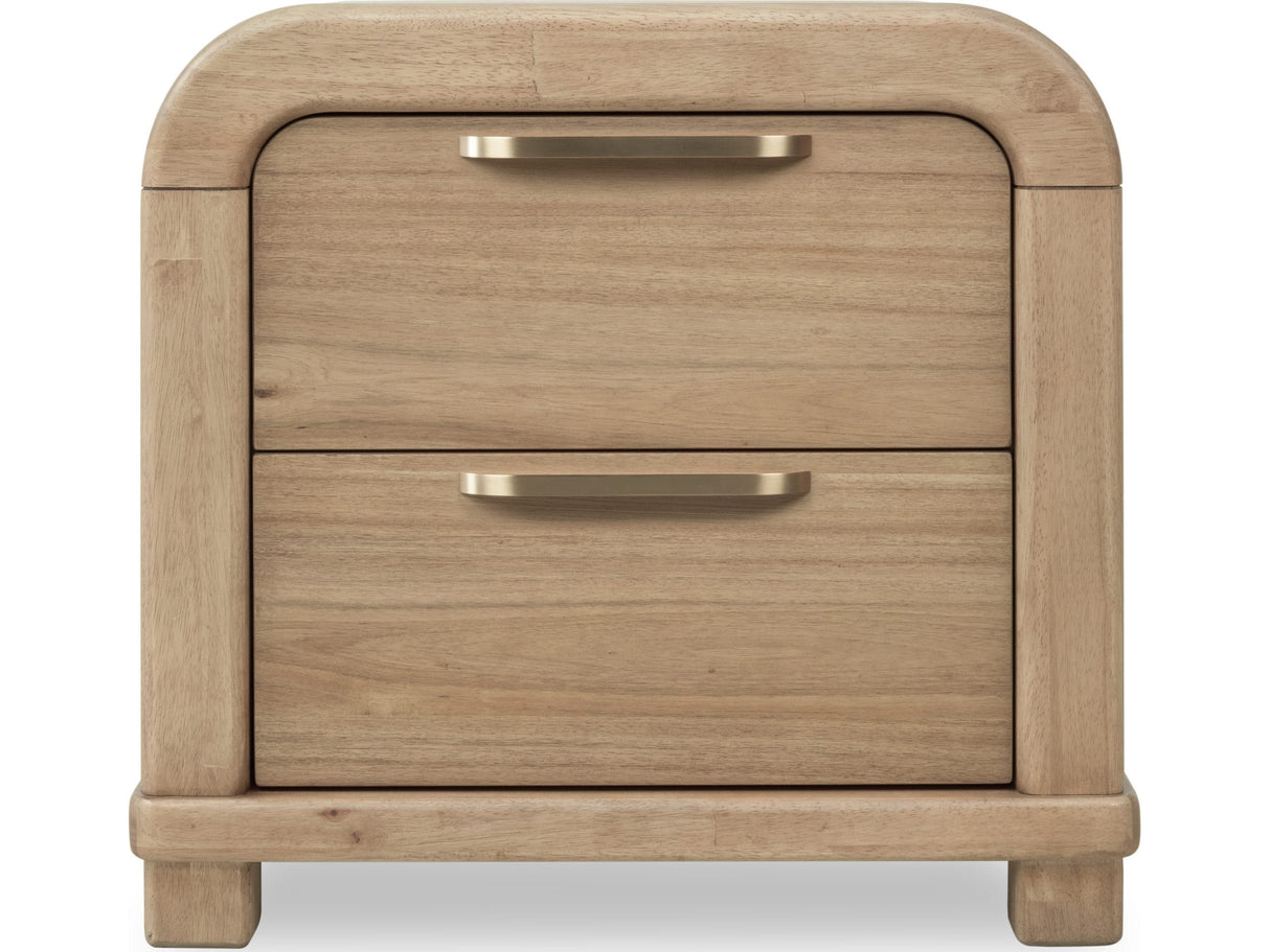 Kione Lioness Two Drawer Acacia Wood Nightstand by Modus Furniture at Eve Furniture