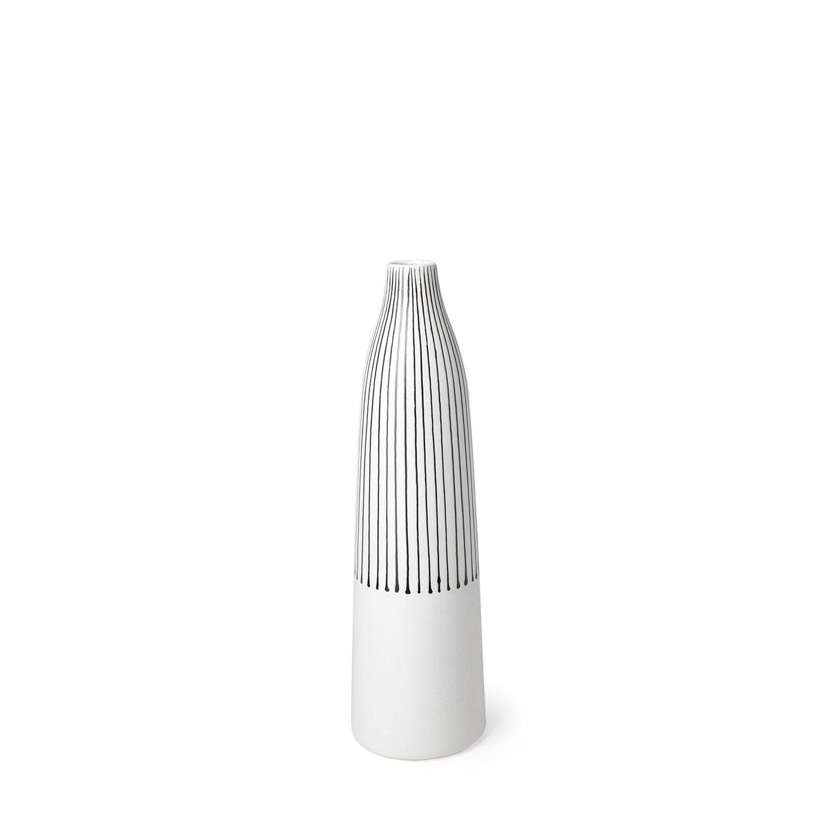 Kira I Small White Pinstripe Ceramic Vase by Mercana at Eve Furniture