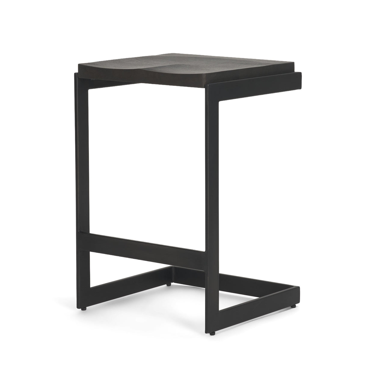 Kiran 17L x 17W x 26H Black Wood W/ Black Metal Base C-Shape Counter Stool by Mercana at Eve Furniture