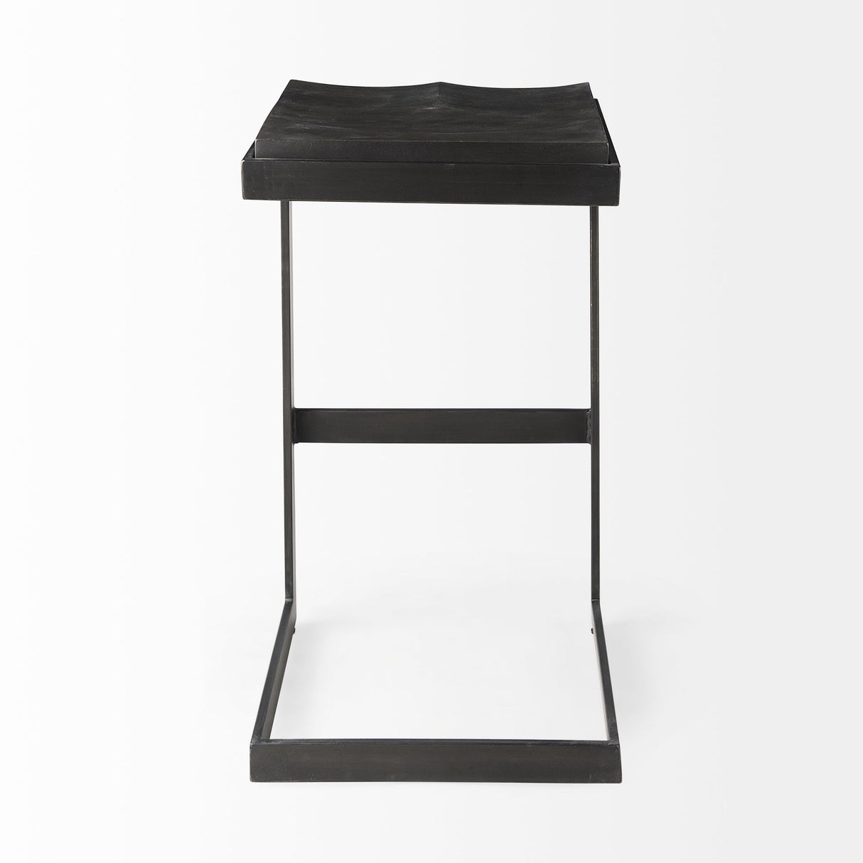 Kiran 17L x 17W x 30H Black Wood W/ Black Metal Base C-Shape Bar Stool by Mercana at Eve Furniture