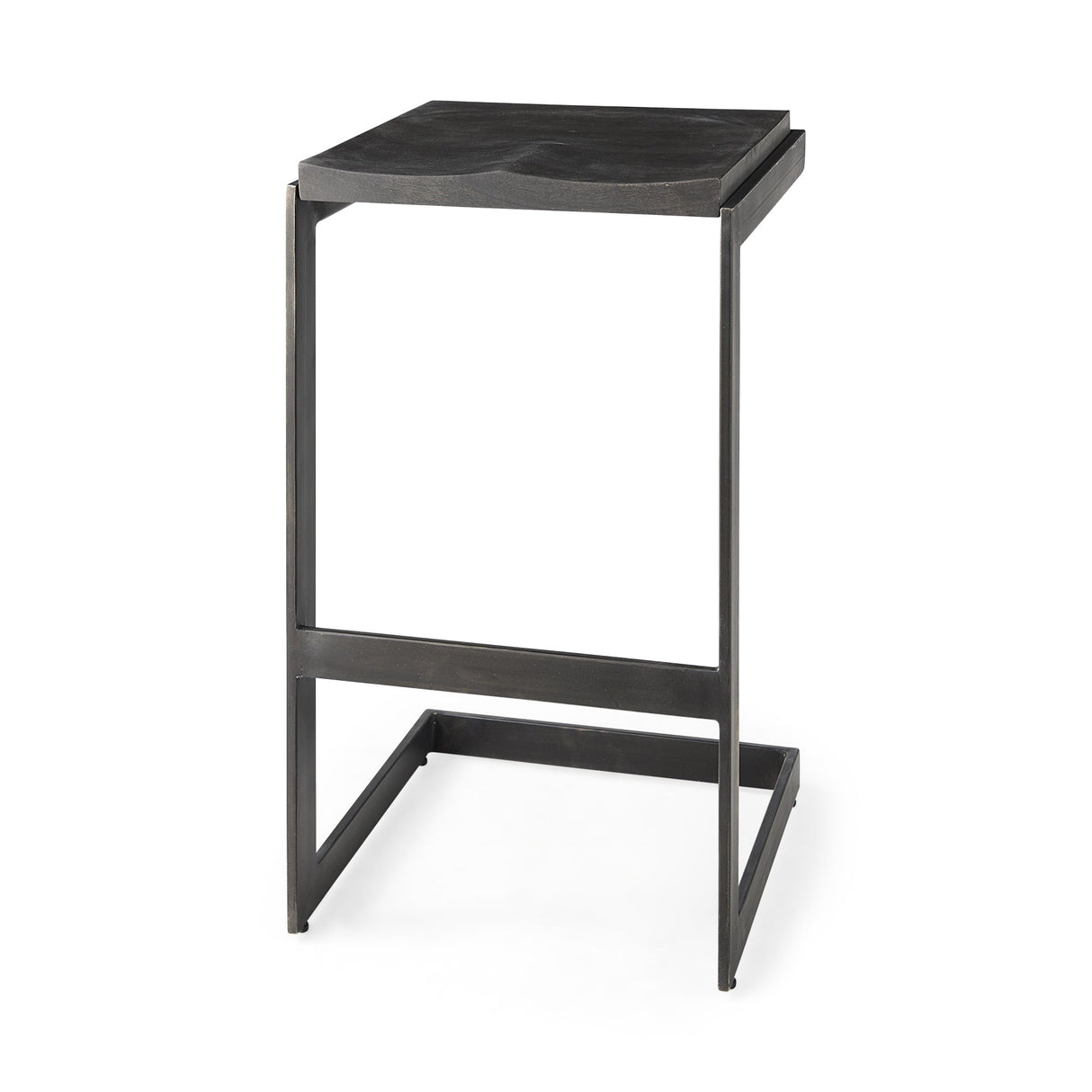 Kiran 17L x 17W x 30H Black Wood W/ Black Metal Base C-Shape Bar Stool by Mercana at Eve Furniture
