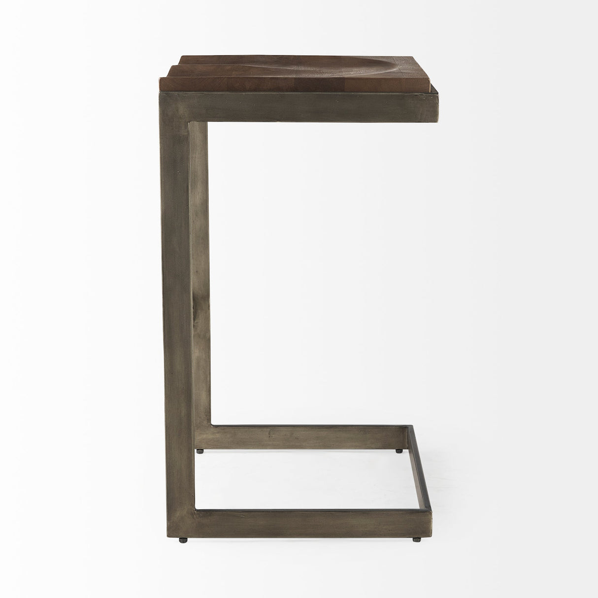 Kiran 17L x 17W x 30H Medium Brown Wood W/ Antique Nickel Finished Metal Frame Bar Stool by Mercana at Eve Furniture