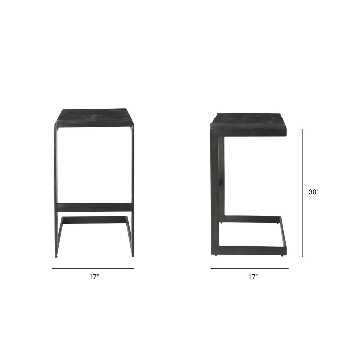 Kiran Black Wood W/ Black Metal Base C-Shape Bar Stool by Mercana at Eve Furniture