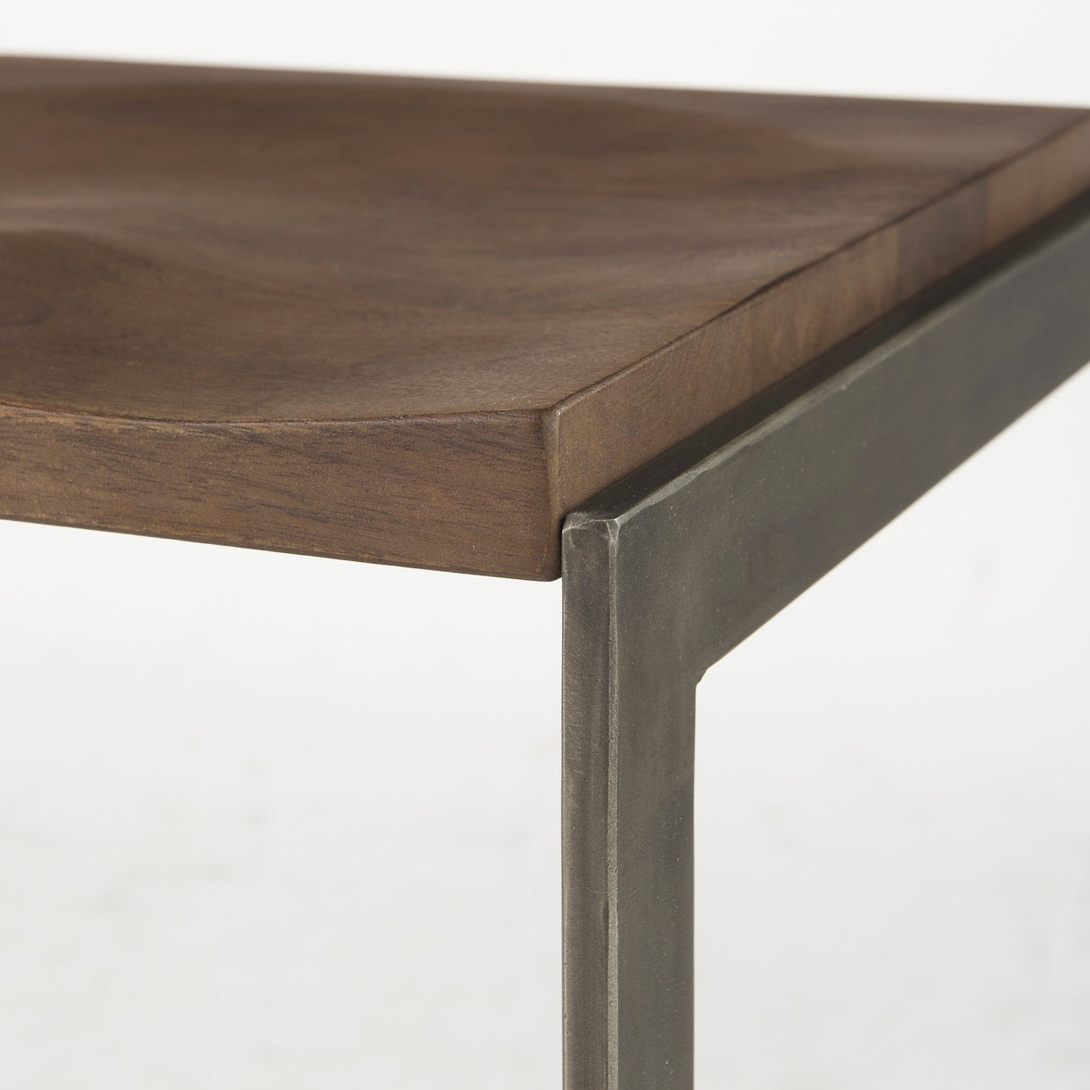 Kiran Medium Brown Wood W/ Antique Nickel Finished Metal Frame Bar Stool by Mercana at Eve Furniture