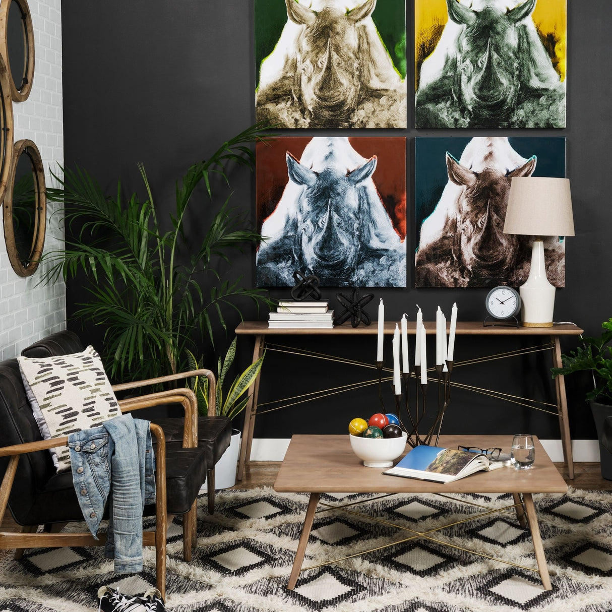 Kirby I Brown Wooden Cross Braced Console Table by Mercana at Eve Furniture
