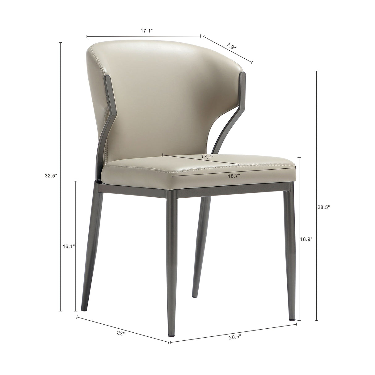 Kirsten Dining Chair in Light Grey (set of 2) by Manhattan Comfort at Eve Furniture
