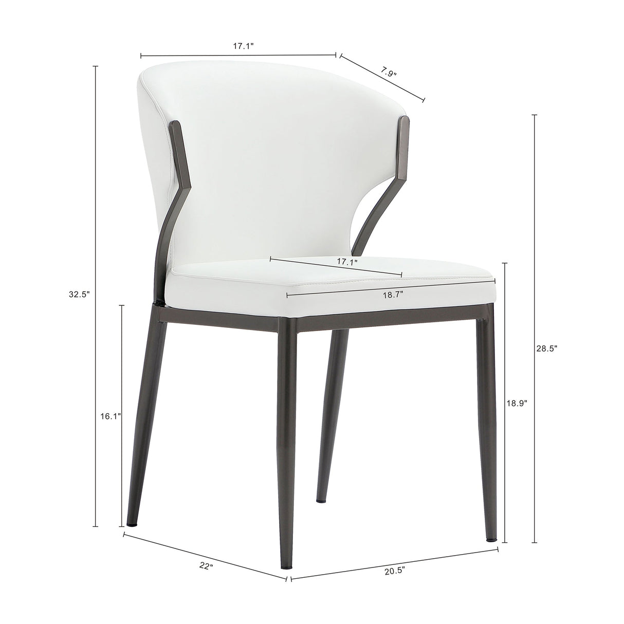 Kirsten Dining Chair in White (set of 2) by Manhattan Comfort at Eve Furniture