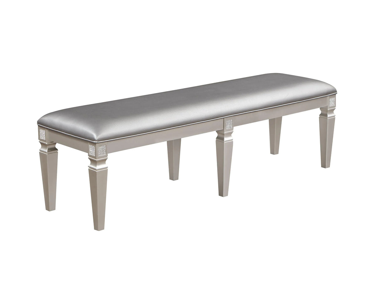 Klina Silver Champagne Dining Bench by Crown Mark at Eve Furniture