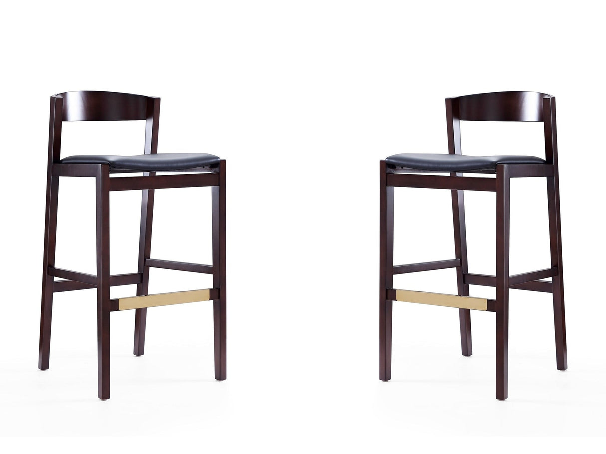 Klismos Barstool in Black and Dark Walnut (set of 2) by Manhattan Comfort at Eve Furniture