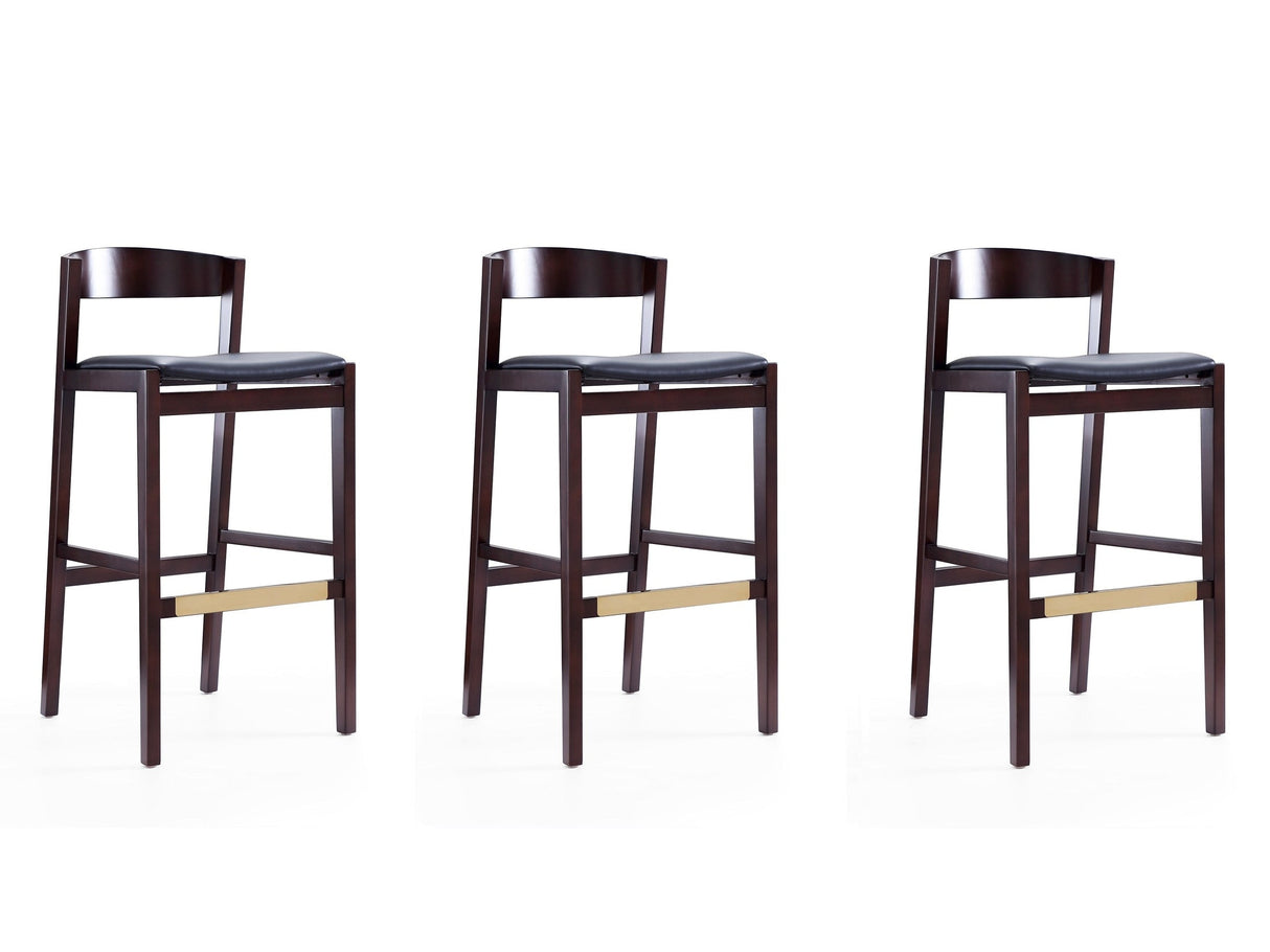 Klismos Barstool in Black and Dark Walnut (set of 3) by Manhattan Comfort at Eve Furniture