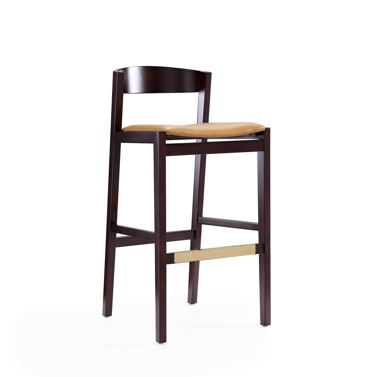 Klismos Barstool in Camel and Dark Walnut (set of 2) by Manhattan Comfort at Eve Furniture