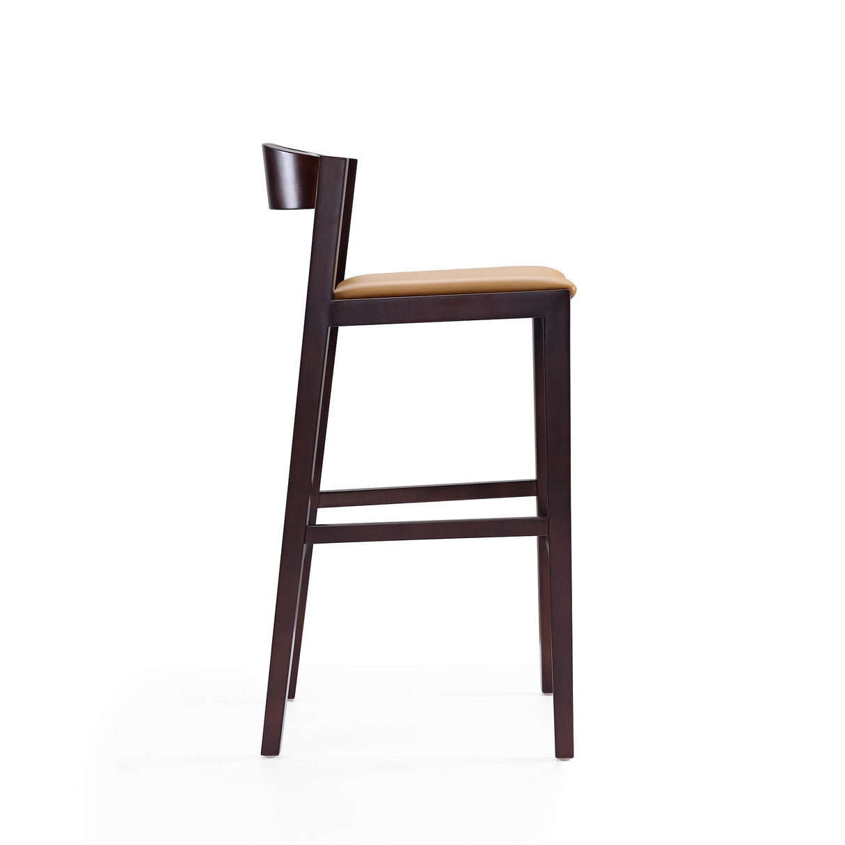 Klismos Barstool in Camel and Dark Walnut (set of 2) by Manhattan Comfort at Eve Furniture