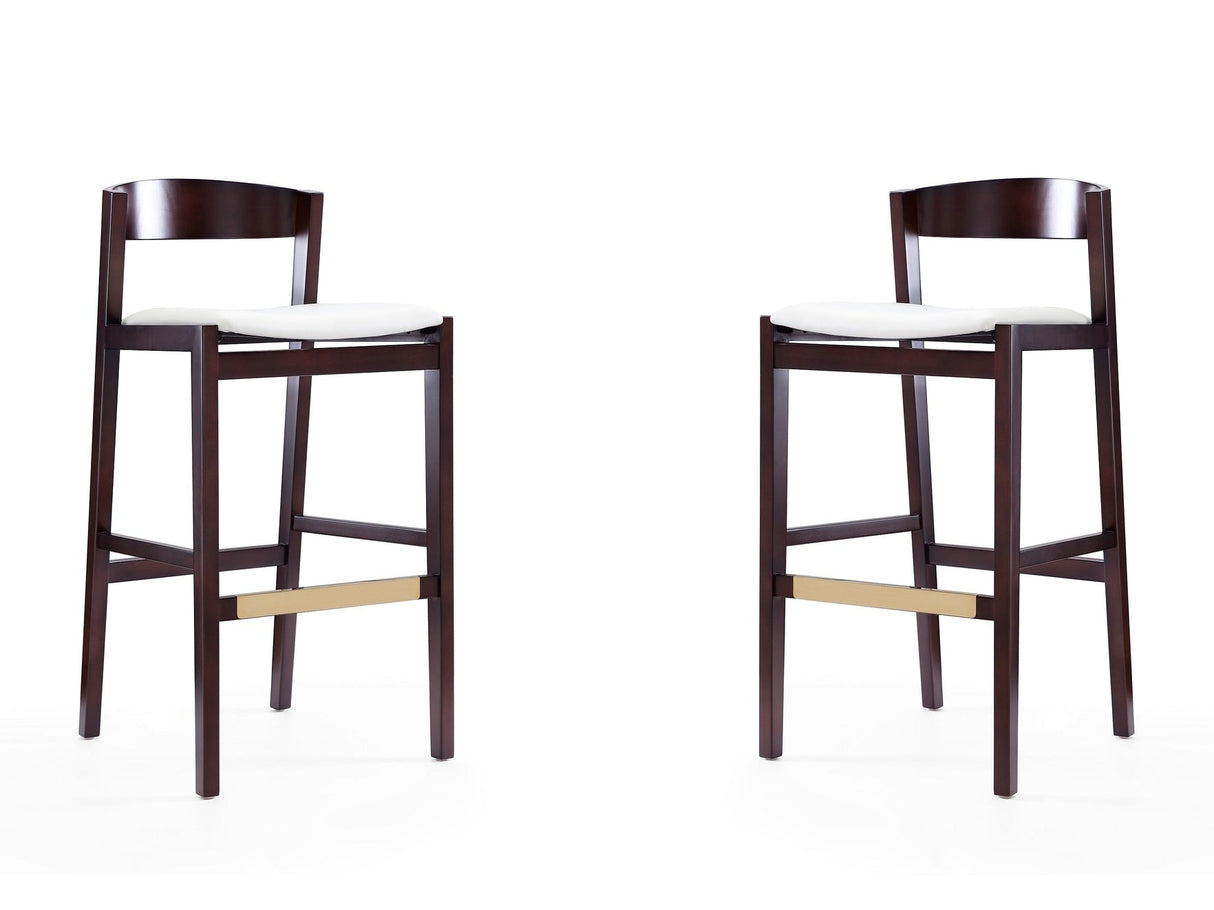 Klismos Barstool in Ivory and Dark Walnut (set of 2) by Manhattan Comfort at Eve Furniture
