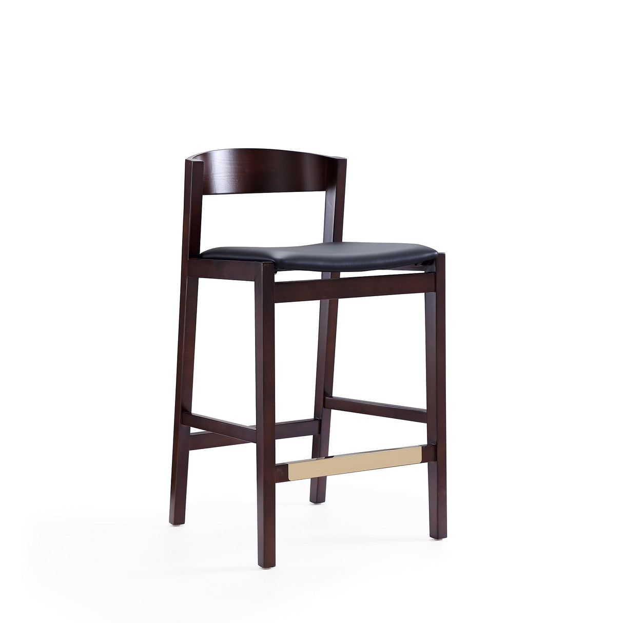 Klismos Counter Stool in Black and Dark Walnut (set of 2) by Manhattan Comfort at Eve Furniture