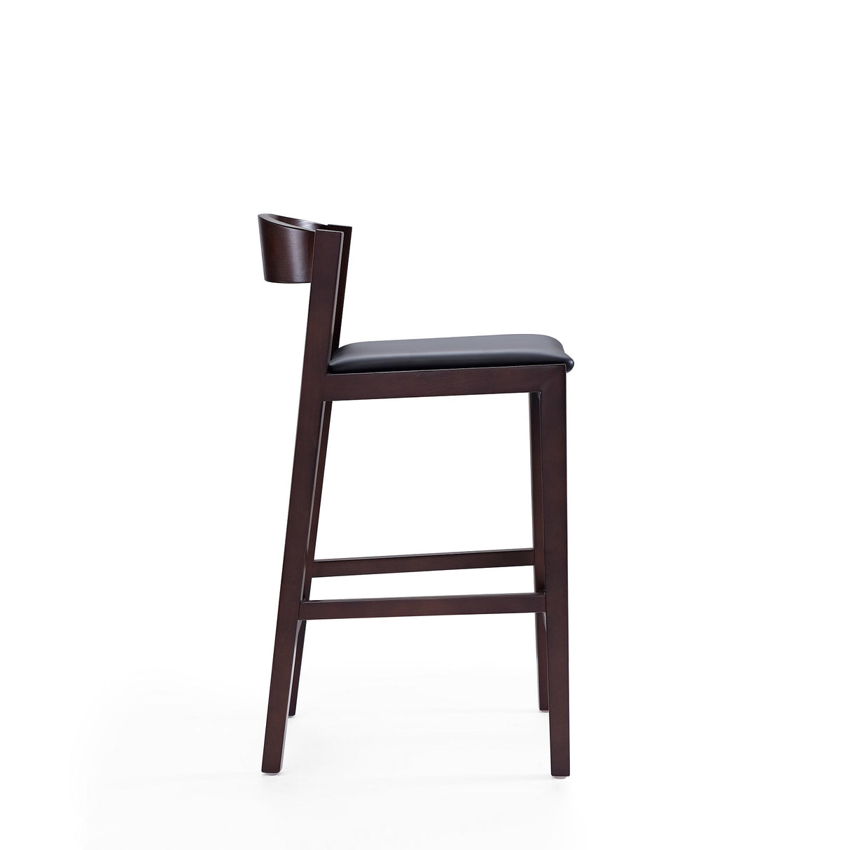 Klismos Counter Stool in Black and Dark Walnut (set of 2) by Manhattan Comfort at Eve Furniture