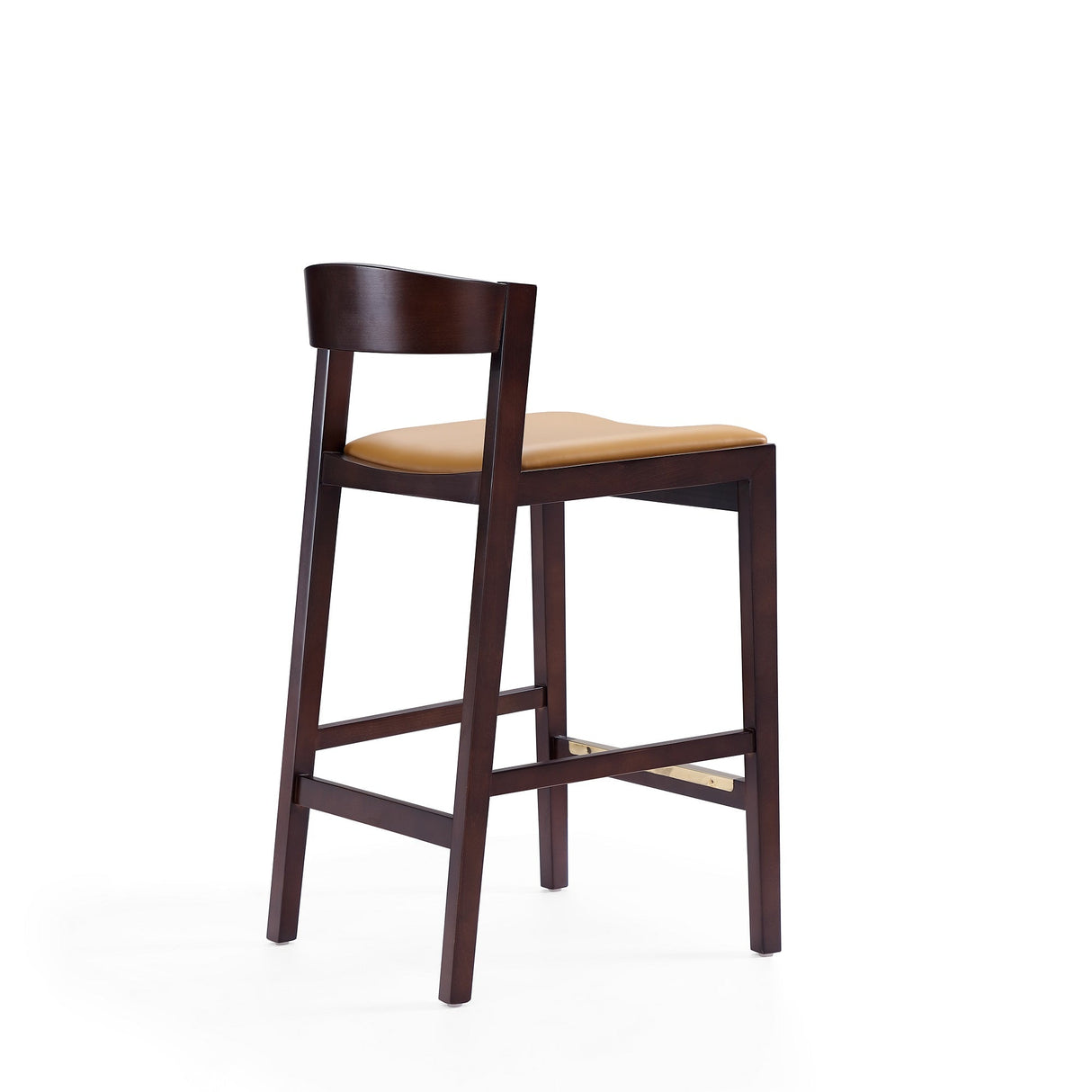 Klismos Counter Stool in Camel and Dark Walnut by Manhattan Comfort at Eve Furniture