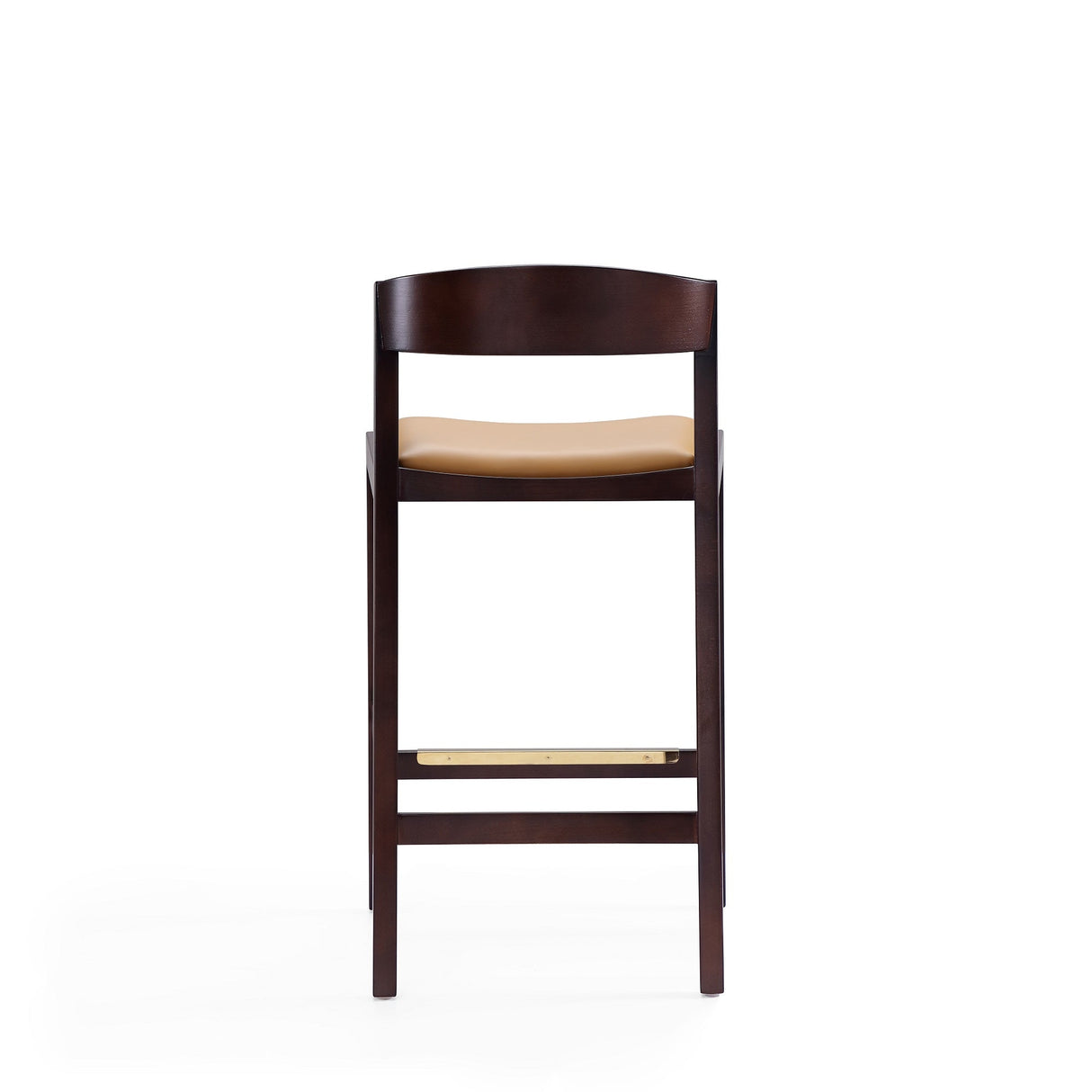 Klismos Counter Stool in Camel and Dark Walnut (set of 2) by Manhattan Comfort at Eve Furniture
