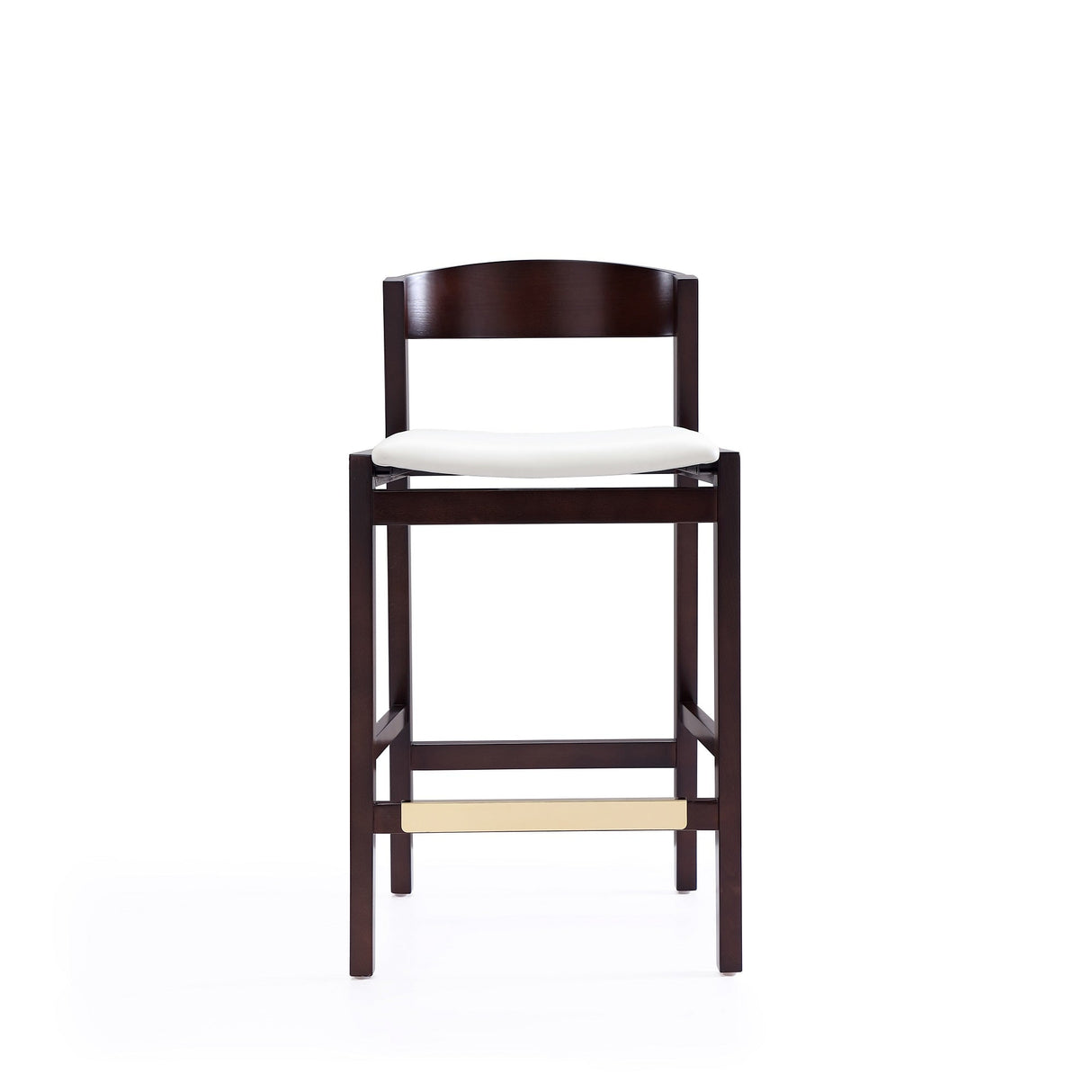 Klismos Counter Stool in Ivory and Dark Walnut by Manhattan Comfort at Eve Furniture
