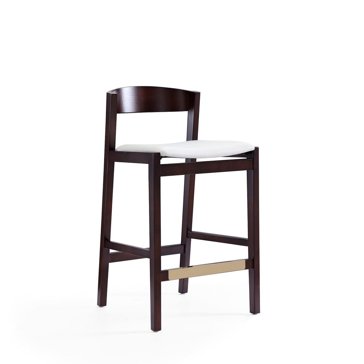 Klismos Counter Stool in Ivory and Dark Walnut (set of 2) by Manhattan Comfort at Eve Furniture