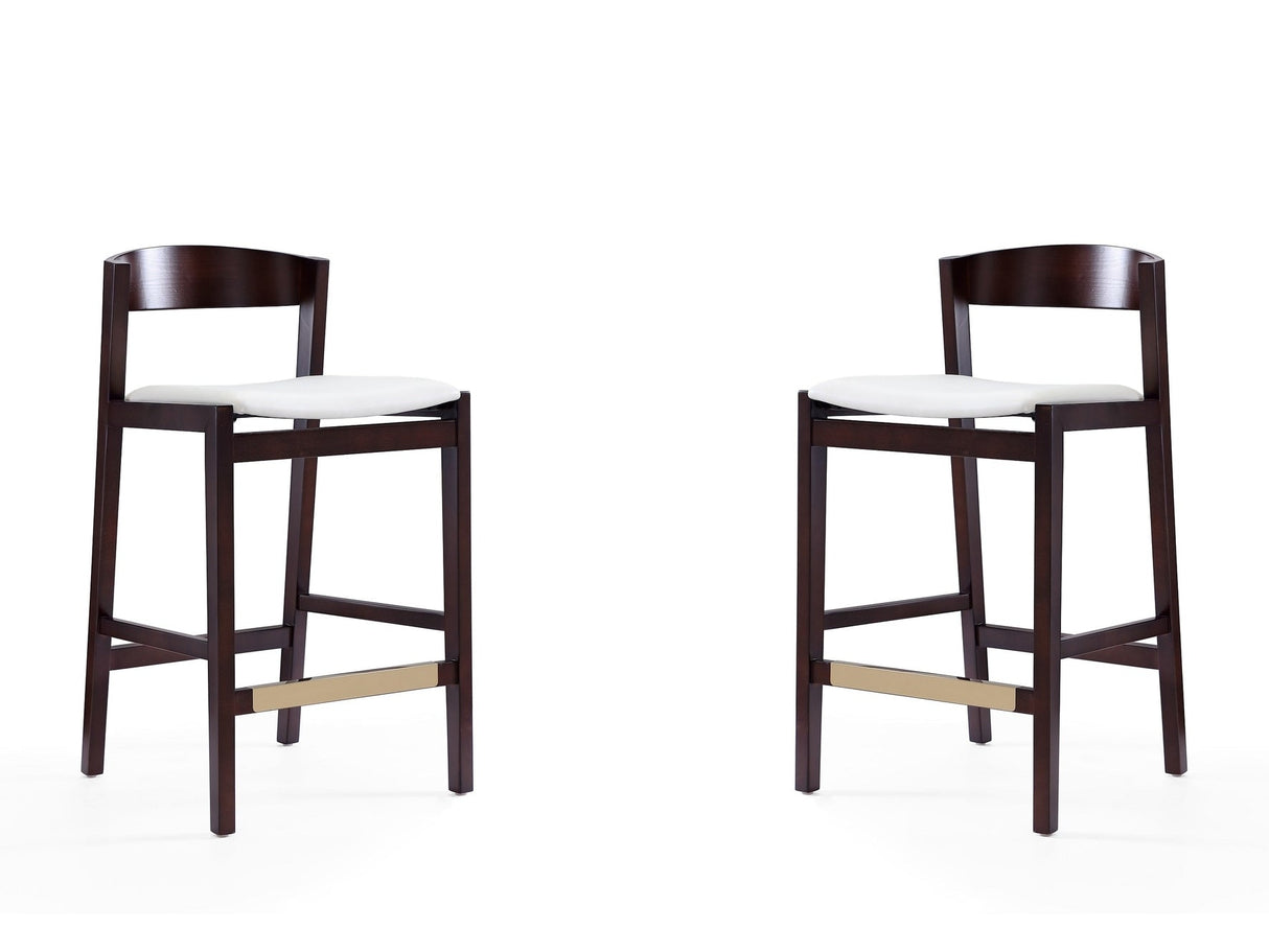 Klismos Counter Stool in Ivory and Dark Walnut (set of 2) by Manhattan Comfort at Eve Furniture