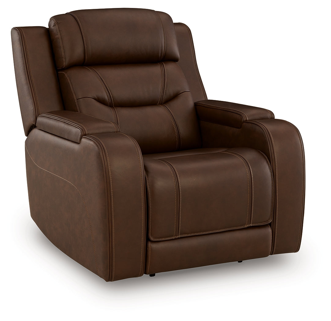Knightington Brown Power Recliner w/Audio Seating by Ashley at Eve Furniture