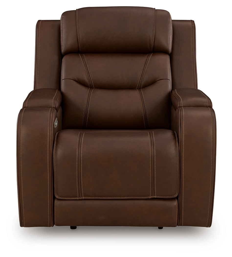 Knightington Brown Power Recliner w/Audio Seating by Ashley at Eve Furniture