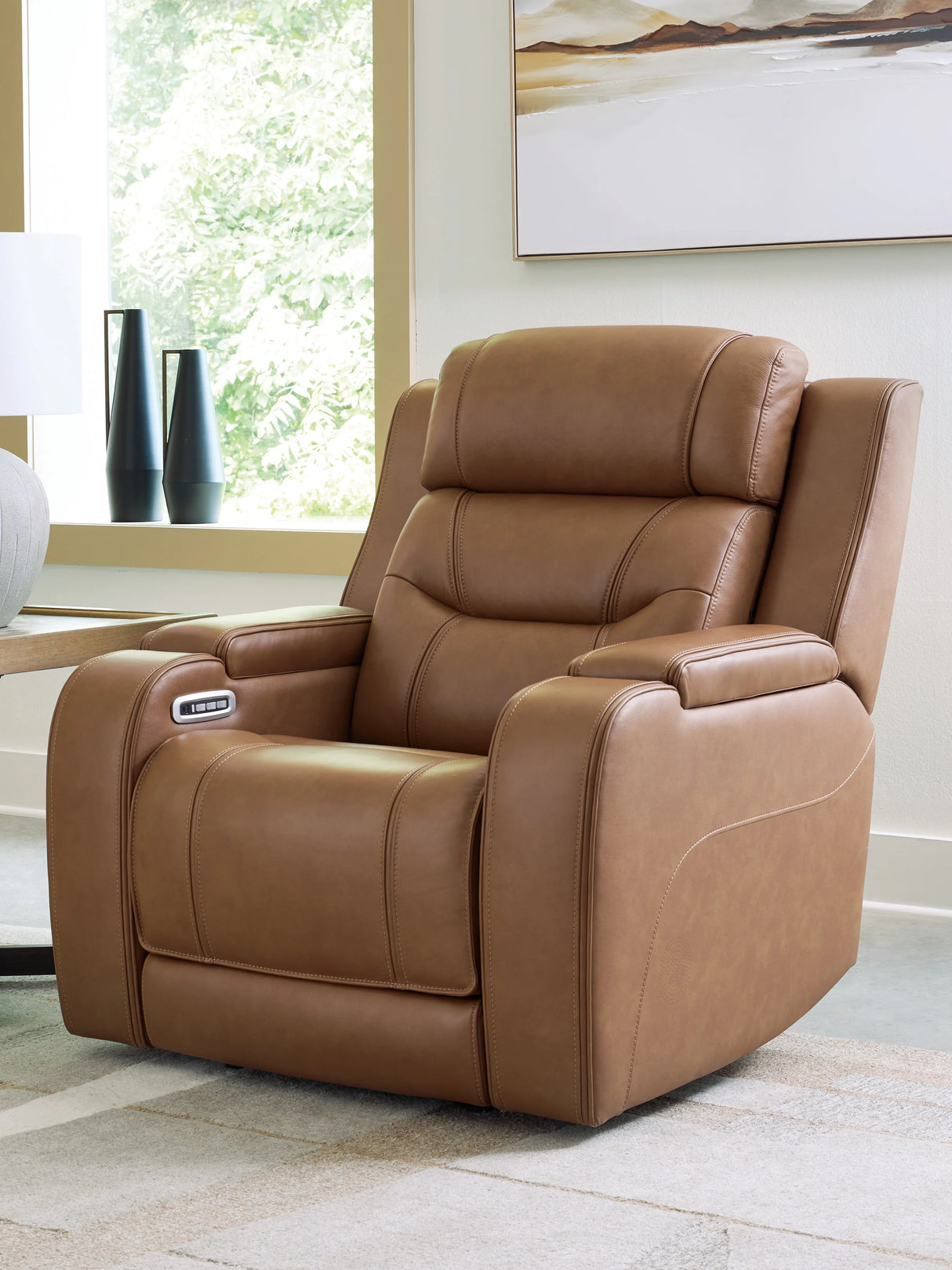 Knightington Caramel Power Recliner w/Audio Seating by Ashley at Eve Furniture