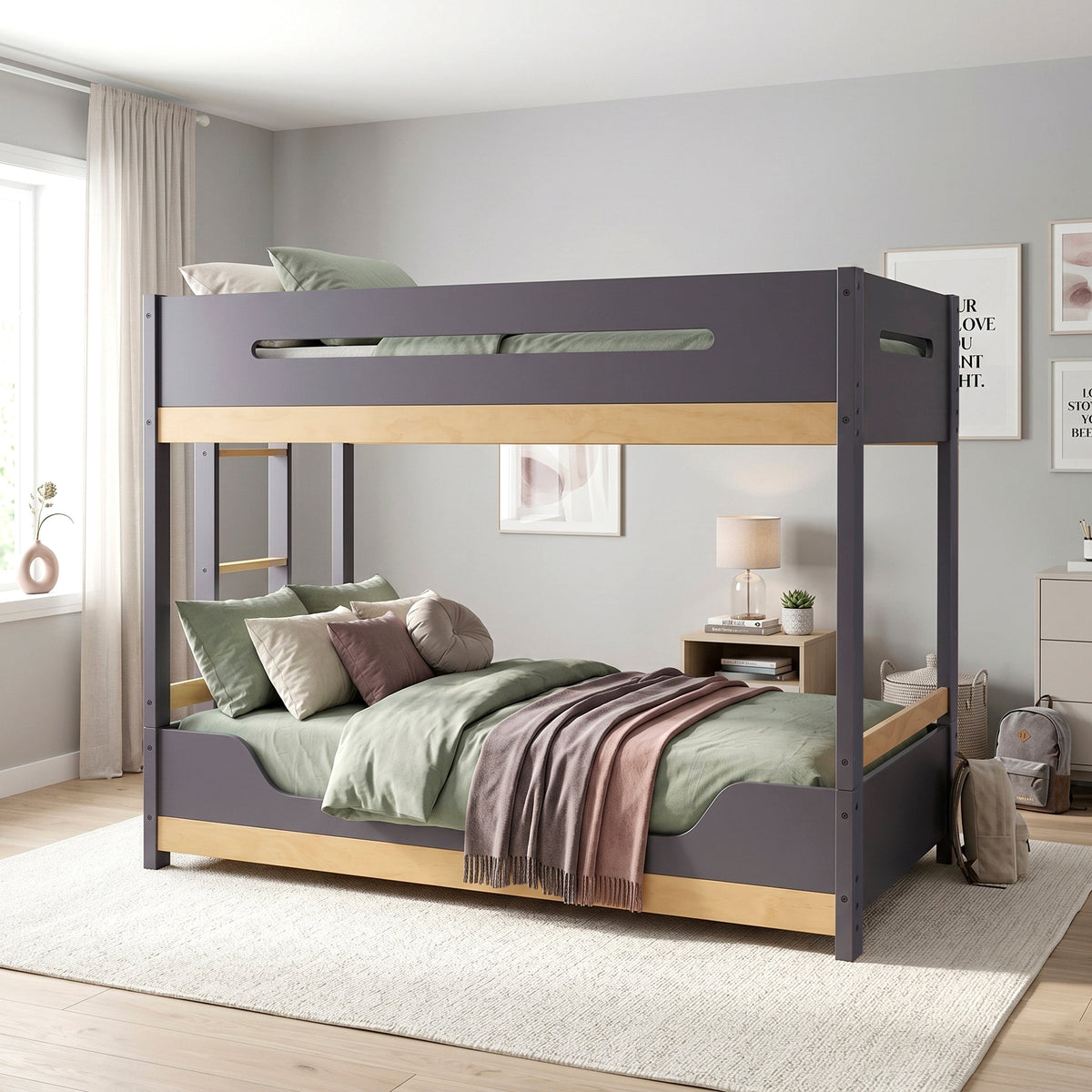 Koda Natural/Plum Twin/Twin Bunk Bed by Homelegance at Eve Furniture
