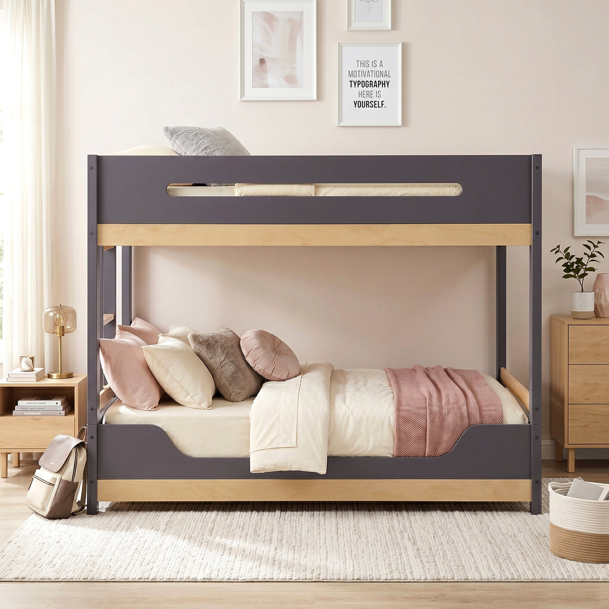 Koda Natural/Plum Twin/Twin Bunk Bed by Homelegance at Eve Furniture