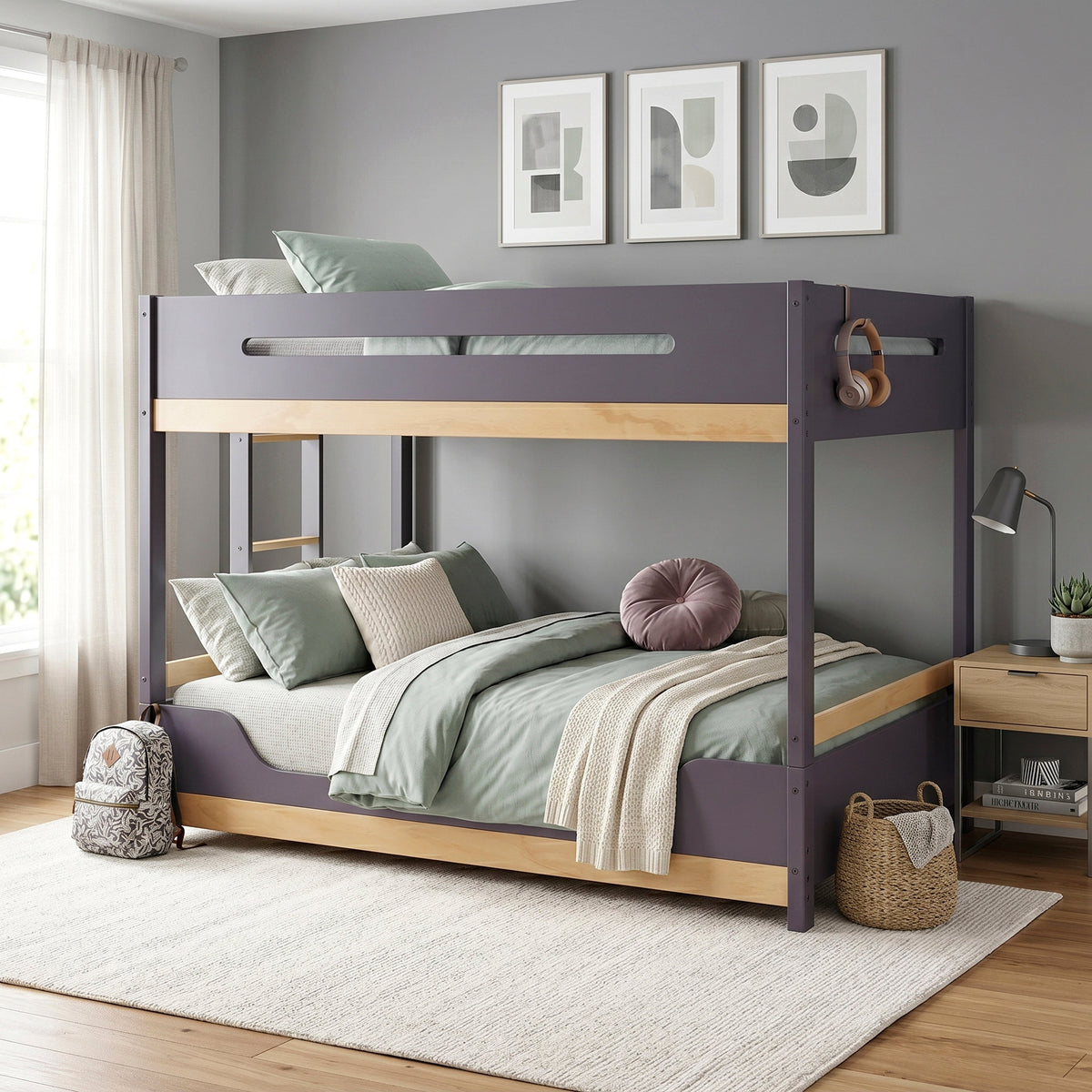 Koda Plum/Natural Full/Full Bunk Bed by Homelegance at Eve Furniture