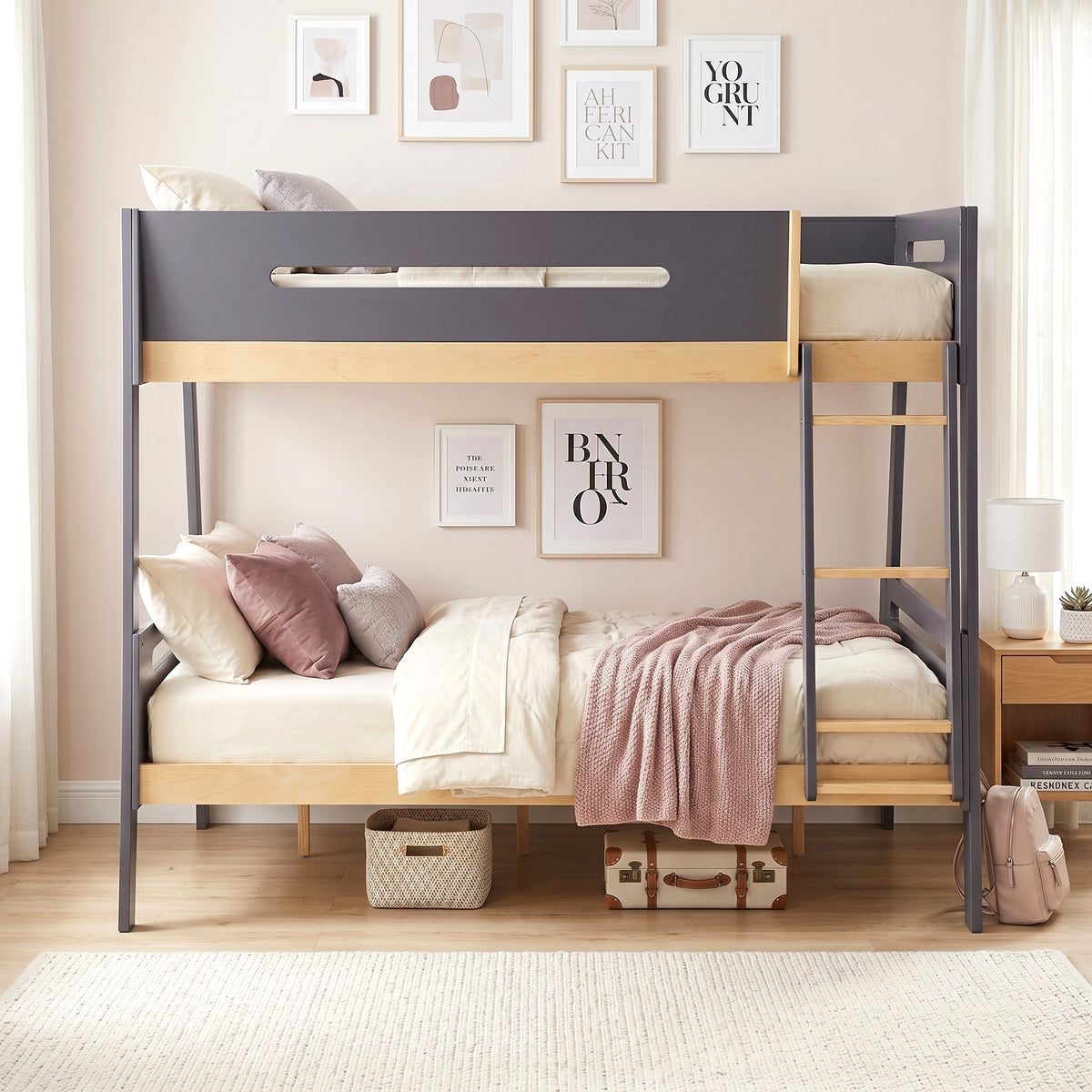 Koda Plum/Natural Twin/Full Bunk Bed by Homelegance at Eve Furniture